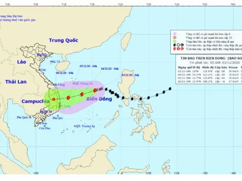 Tâm bão Goni có thể qua Bình Định - Phú Yên