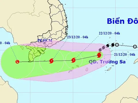 Bão số 14 hướng vào đất mũi Cà Mau, có khả năng mạnh thêm