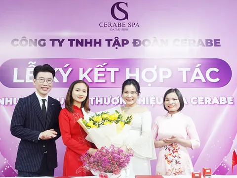 Lễ ký kết hợp tác giữa Chuỗi nhượng quyền thương hiệu Spa Cerabe và Bà chủ Nông Thị Nguyệt.