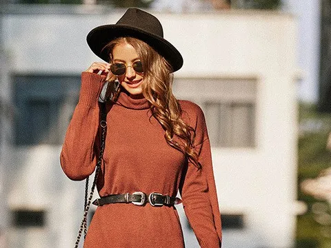 Mặc đẹp nơi công sở cùng váy len